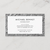 Mit Monogramm Silver Metallic Business Card Visitenkarte (Rückseite)