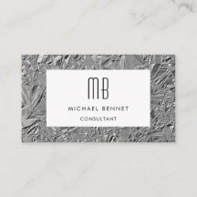 Mit Monogramm Silver Metallic Business Card
