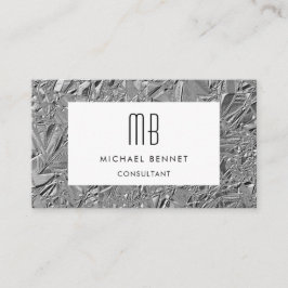 Mit Monogramm Silver Metallic Business Card Visitenkarte