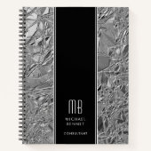 Mit Monogramm Silver Metallic Business Notebook Notizblock (Vorderseite)