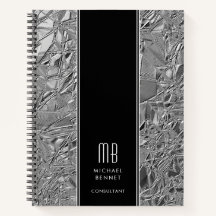 Mit Monogramm Silver Metallic Business Notebook