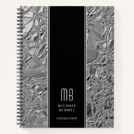Mit Monogramm Silver Metallic Business Notebook Notizblock