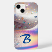 Mit Monogramm Silver Rainbow Glitzer Case-Mate iPhone Hülle (Rückseite)