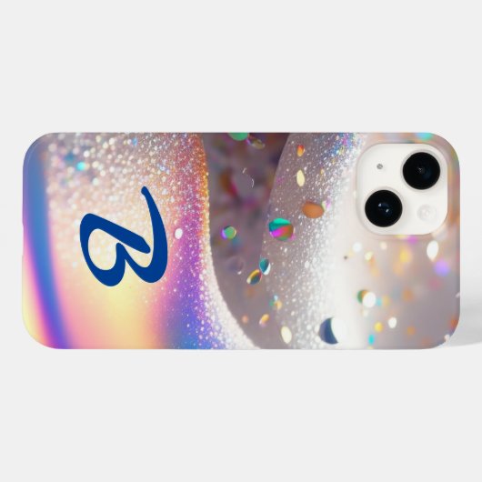 Mit Monogramm Silver Rainbow Glitzer Case-Mate iPhone Hülle (Rückseite (Horizontal))