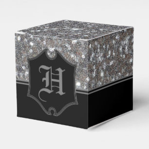 Mit Monogramm Silver Sparkle Imitate Glitzer Cube Geschenkschachtel