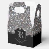 Mit Monogramm Silver Sparkle Imitate Glitzer Gable Geschenkschachtel (Geöffnet)