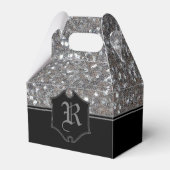 Mit Monogramm Silver Sparkle Imitate Glitzer Gable Geschenkschachtel (Vorderseite)