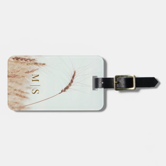 Mit Monogramm Single Goldener Weizenkopf leicht Gepäckanhänger (Vorderseite horizontal)