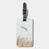 Mit Monogramm Single Goldener Weizenkopf leicht Gepäckanhänger (Vorderseite vertikal)