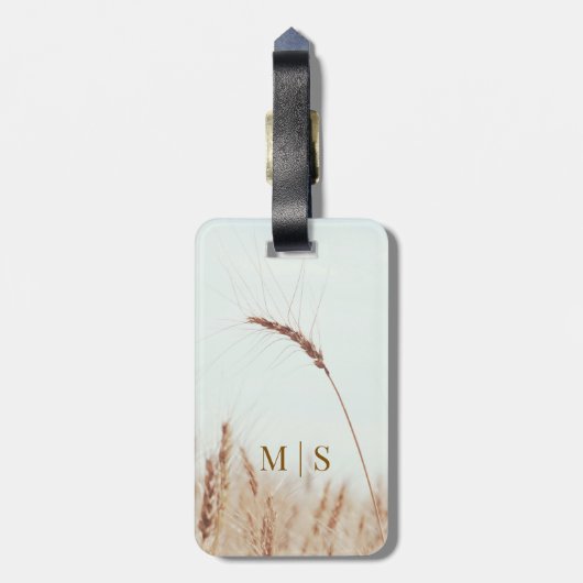 Mit Monogramm Single Goldener Weizenkopf leicht Gepäckanhänger (Rückseite vertikal)