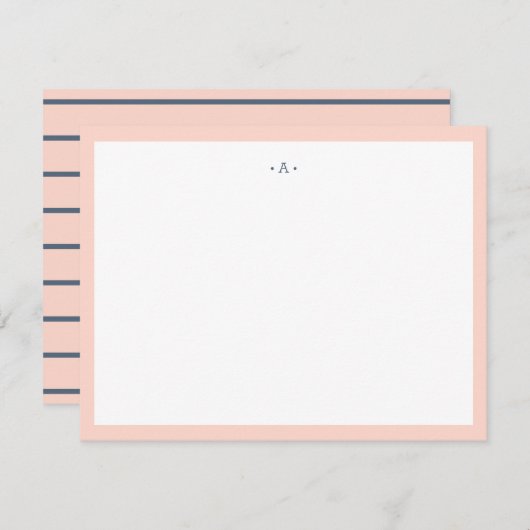 Mit Monogramm Single Letter Monogram Blue Strichen Mitteilungskarte (Vorne/Hinten)