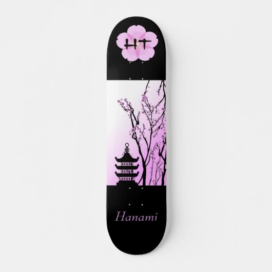 Mit Monogramm Skateboard für Japanisch Cherry Blos (Vorne)