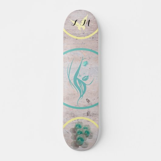 Mit Monogramm Skateboard "Hübsch Girl"-Silhouette (Vorne)