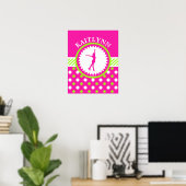 Mit Monogramm Skater Rosa - grüne Polka-Punkte Poster (Heimbüro)