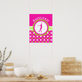 Mit Monogramm Skater Rosa - grüne Polka-Punkte Poster (Küche)