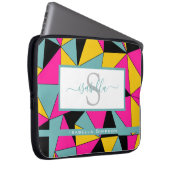 Mit Monogramm Skript Aquamarin Pink Black Yellow P Laptopschutzhülle (Vorne Rechts)