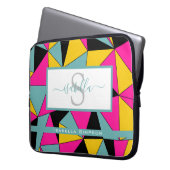 Mit Monogramm Skript Aquamarin Pink Black Yellow P Laptopschutzhülle (Vorderseite Links)