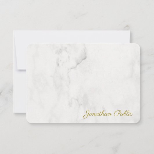 Mit Monogramm Skript Elegante Marmorvorlage Gold Mitteilungskarte (Vorderseite)