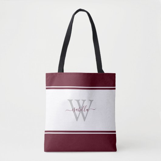 Mit Monogramm Skript - Erstmaliges Burgundy Tasche (Vorderseite)