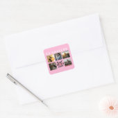 Mit Monogramm Skript für FotoCollage Quadratischer Aufkleber (Umschlag)
