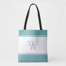 Mit Monogramm Skript Initial Aquamarin