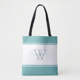 Mit Monogramm Skript Initial Aquamarin Tasche