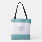 Mit Monogramm Skript Initial Aquamarin Tasche (Rückseite)