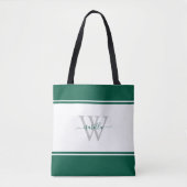 Mit Monogramm Skript Initial Emerald Green Tasche (Vorderseite)