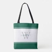 Mit Monogramm Skript Initial Emerald Green Tasche (Rückseite)