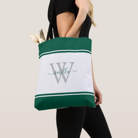 Mit Monogramm Skript Initial Emerald Green Tasche (Von Nahem)