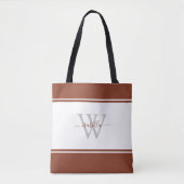 Mit Monogramm Skript, Initial Rust Tote Bag Tasche (Vorderseite)