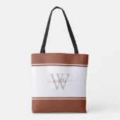 Mit Monogramm Skript, Initial Rust Tote Bag Tasche (Rückseite)