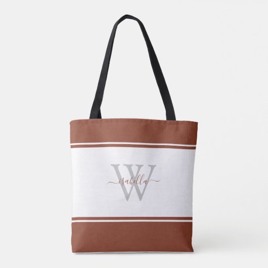 Mit Monogramm Skript, Initial Rust Tote Bag Tasche (Rückseite)