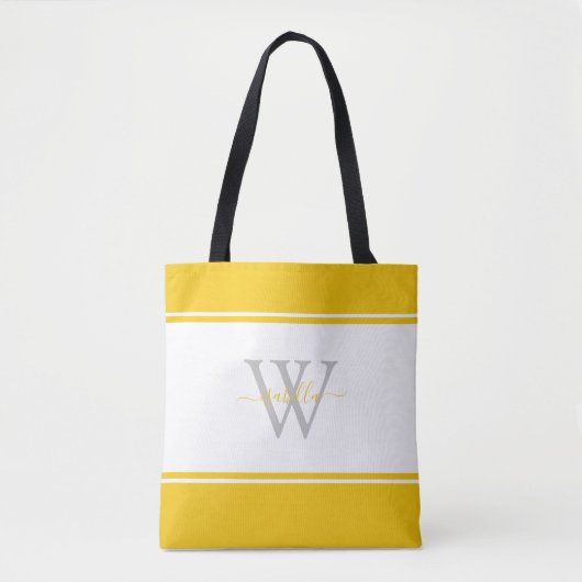 Mit Monogramm Skript Initial Yellow Tasche (Vorderseite)