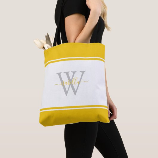 Mit Monogramm Skript Initial Yellow Tasche (Von Nahem)