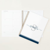 Mit Monogramm Skript Modernes Elegantes Navy Blue Planer (Anzeige)