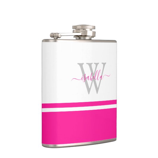 Mit Monogramm Skriptpinsel Flachmann (Rechts)