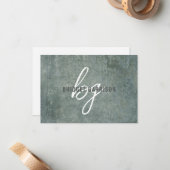 Mit Monogramm Slate Blue Gray Pinsel gestrichen Mitteilungskarte (Vorderseite/Rückseite Beispiel)