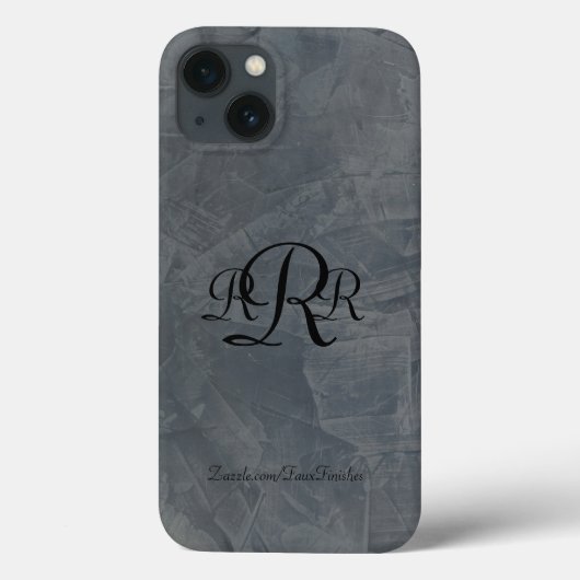 Mit Monogramm Slate Gray Plaster Muster Case-Mate iPhone Hülle (Rückseite)