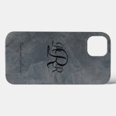 Mit Monogramm Slate Gray Plaster Muster Case-Mate iPhone Hülle (Rückseite (Horizontal))