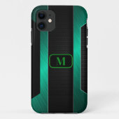 Mit Monogramm Sleek Green Metal Case-Mate iPhone Hülle (Rückseite)