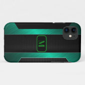 Mit Monogramm Sleek Green Metal Case-Mate iPhone Hülle (Rückseite (Horizontal))