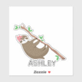 Mit Monogramm Sloth Girl personalisiert Aufkleber (Blatt)