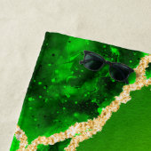 Mit Monogramm Smaragdgrün- und Gold-Agate-Marmor Strandtuch (Beispiel)