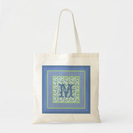 Mit Monogramm Snowdrops und Polka-Punkte Blau, Tragetasche