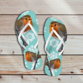 Mit Monogramm Snowflake Robin Bird Weihnachten im  Badesandalen