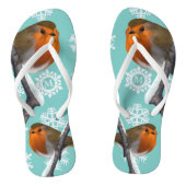 Mit Monogramm Snowflake Robin Bird Weihnachten im  Badesandalen (Fußbett)