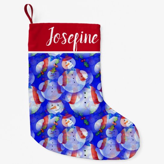 Mit Monogramm Snowman Kleiner Weihnachtsstrumpf (Vorderseite)