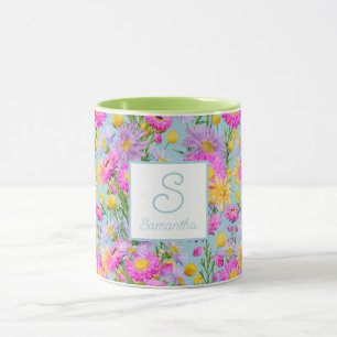 Mit Monogramm Sommer Hütte Garten Blau Tasse