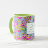 Mit Monogramm Sommer Hütte Garten Blau Tasse (Vorderseite Links)